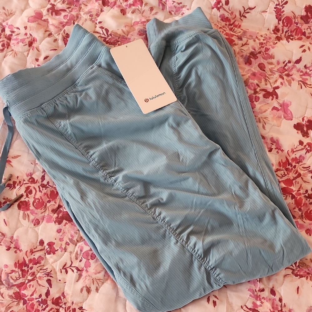 Lululemon Washed Blue Robins Egg Blue Green Dance Studio Joggers 10 NWT
